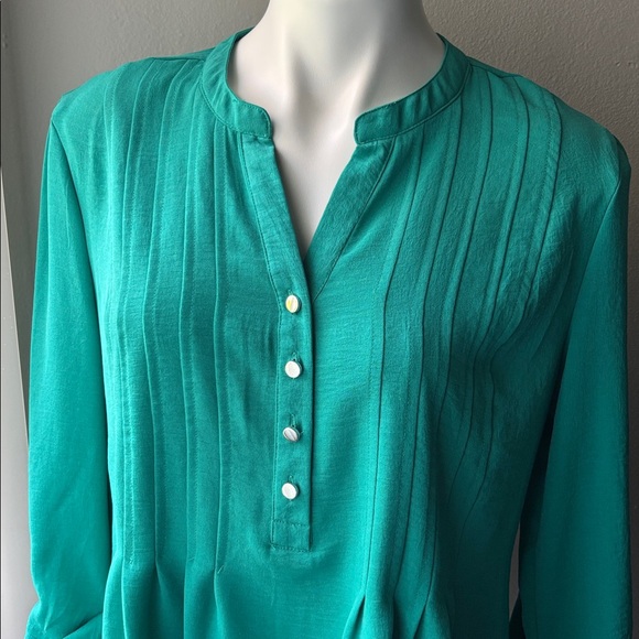 Ava & Grace Teal Button-Down Blouse - Picture 3 of 10